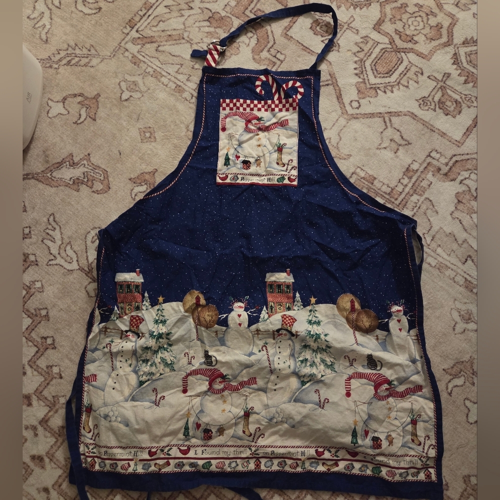 Vtg Daisy Kingdom Peppermint Hill Christmas Apron